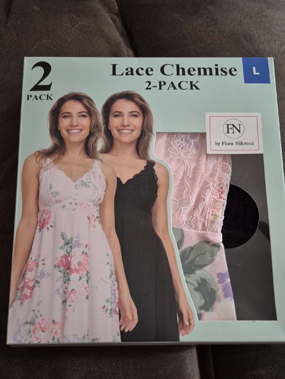 Flora Nikrooz Lace Chemise 2-Pack - Pink Floral & Black